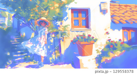 物思いにふける女の子 129558378