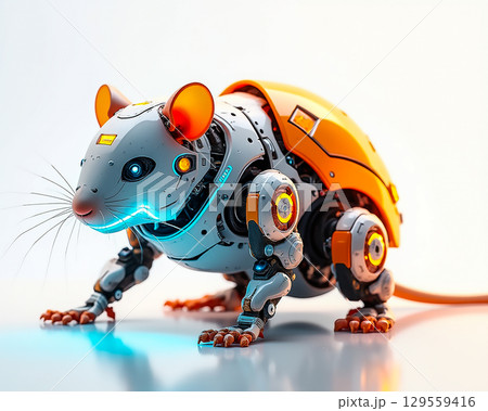Innovative robot design combines features of a mouse and a turtle in a futuristic, sleek style Innovative robot design combines features of a mouse and a turtle in a futuristic, sleek style 129559416