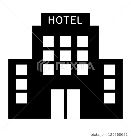 ホテルの建物を示すシルエットイラスト 129560631