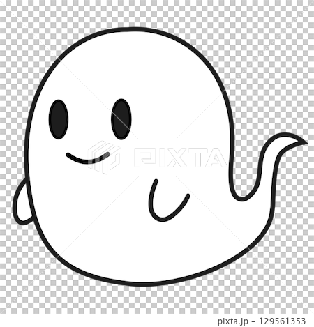 シンプルでかわいいおばけのイラスト 129561353
