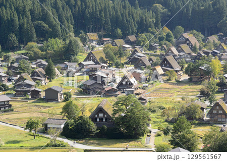 城跡展望台から見た初秋の白川郷 129561567
