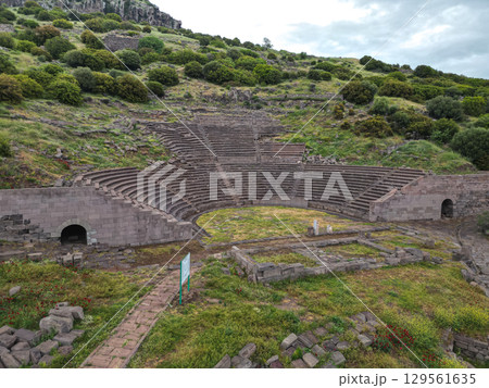 Aerial view of ancient Temple of Athena ruins in Assos Turkey Aerial view of ancient Temple of Athena ruins in Assos Turkey 129561635