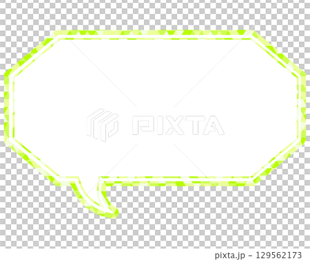 ステンドグラス風吹き出し　三角形模様　細長い八角形 129562173