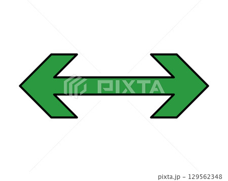 シャープな両方向を示す緑矢印（ロング）のイラスト素材 [129562348] - PIXTA