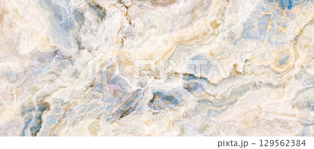 Blue and beige marble background 129562384