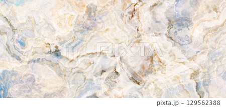 Blue and beige marble background 129562388