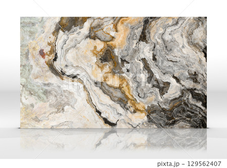 Grey and gold Onyx marble tile texture 129562407