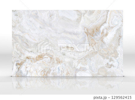 White gold Onyx marble tile texture 129562415