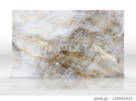 White gold Onyx marble tile texture 129562422