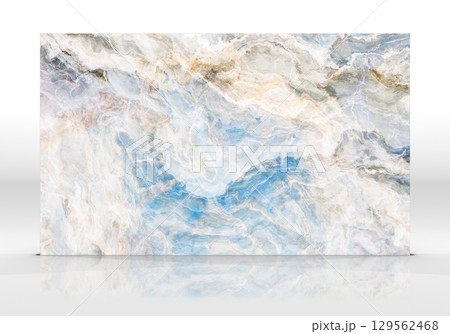 Beige and blue Onyx marble tile texture 129562468
