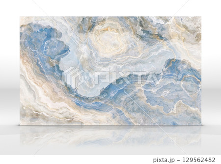 Beige and blue Onyx marble tile texture Beige and blue Onyx marble tile texture 129562482