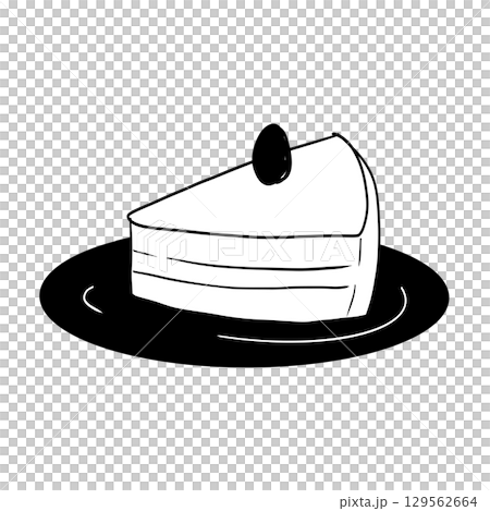Simple cake line drawing 129562664