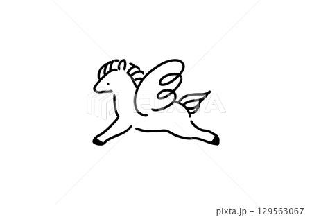 シンプルなペガサスのイラスト シンプルなペガサスのイラスト 129563067