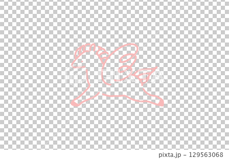 シンプルなペガサスのイラスト　ピンク 129563068