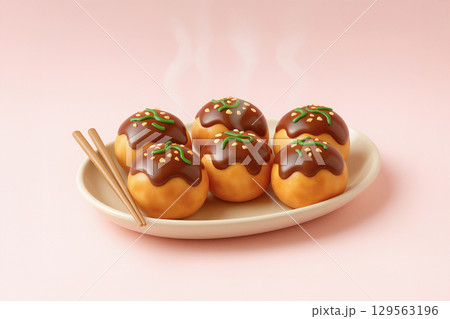 熱々のたこ焼き 熱々のたこ焼き 129563196