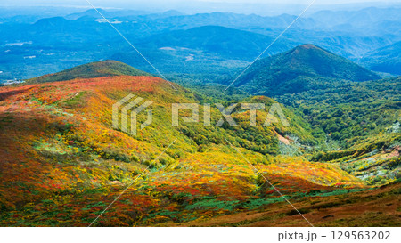 秋の栗駒山登山（栗駒山山頂から望む神の絨毯） 129563202