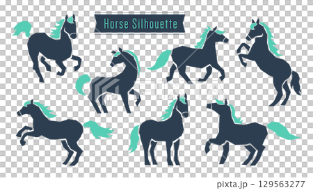 Horse silhouette illustration set 129563277
