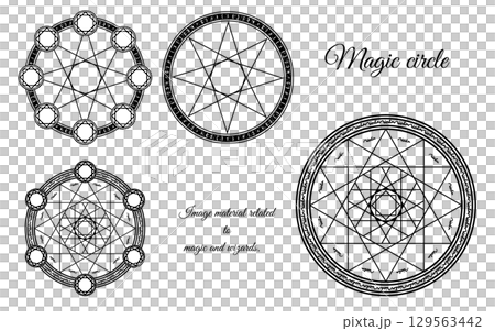 Magic circle illustration set. Magic and wizard image material. 129563442