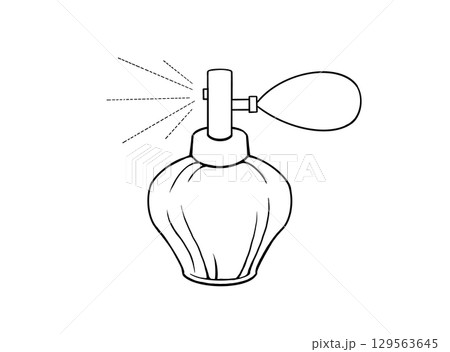 ポンプ式香水のシンプルな線画イラスト 129563645