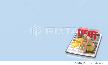 The Calculator and gold coins for DEBt or Business concept 3d Rendering. 129563726