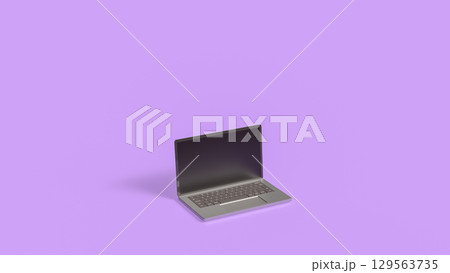 The Laptop on Purple Background for Business or Technology concept 3d Rendering. 129563735