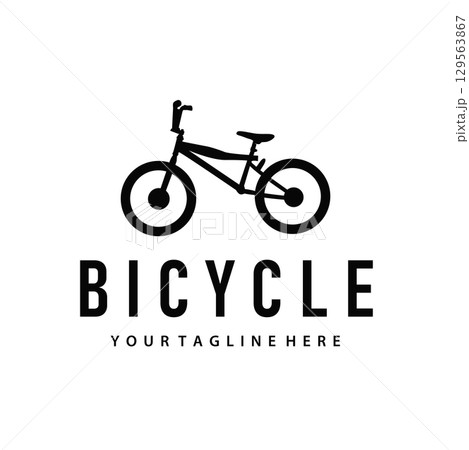 Bicycle logo concept with simple and modern black silhouette, bicycle vehicle with design for product illustration poster template or product brandBicycle logo concept with simple and modern black 129563867