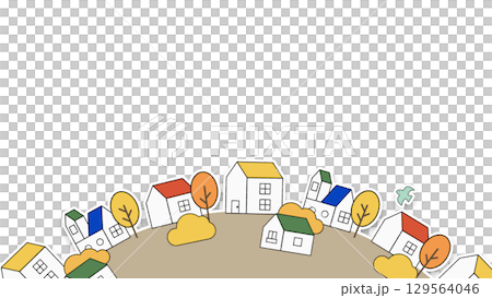 街並みのイラスト　下に配置バージョン 129564046