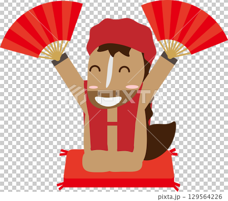 Illustration of the zodiac horse (Uma) representing the 60th birthday Illustration of the zodiac horse (Uma) representing the 60th birthday 129564226