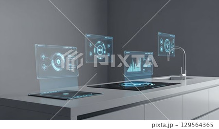 スマートキッチンの未来3　AI生成画像 129564365