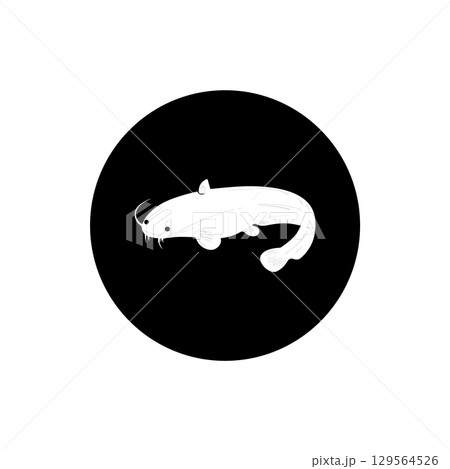 black and white catfish vector icon 129564526