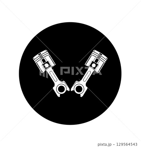 A silhouette of a engine piston on white background A silhouette of a engine piston on white background 129564543