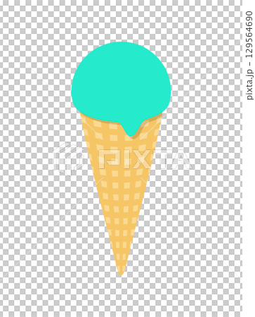 アイスクリーム　ミント　コーン　アイス　イラスト 129564690