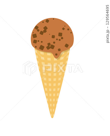 アイスクリーム　コーヒー　チョコレート　コーン　アイス　イラスト 129564695