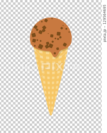 アイスクリーム　コーヒー　チョコレート　コーン　アイス　イラスト 129564695
