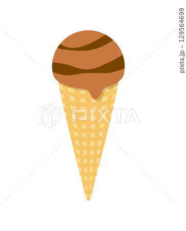 アイスクリーム　コーヒー　 チョコレート　コーン　アイス　イラスト 129564699