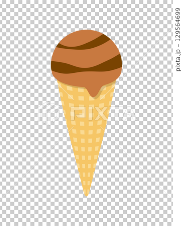 アイスクリーム　コーヒー　 チョコレート　コーン　アイス　イラスト 129564699