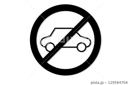 車両進入禁止マークの線画イラストアイコン 車両進入禁止マークの線画イラストアイコン 129564704