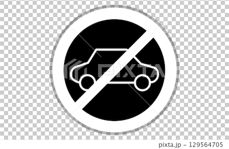 No vehicle entry sign line drawing illustration icon 129564705