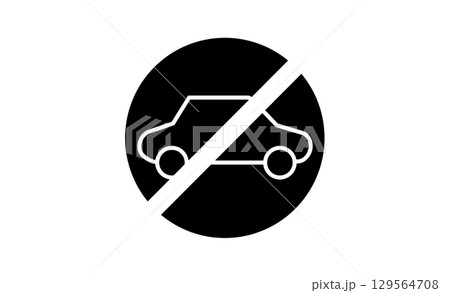 車両進入禁止マークの線画イラストアイコン 129564708