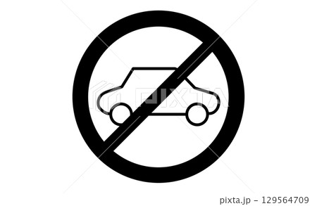車両進入禁止マークの線画イラストアイコン 129564709