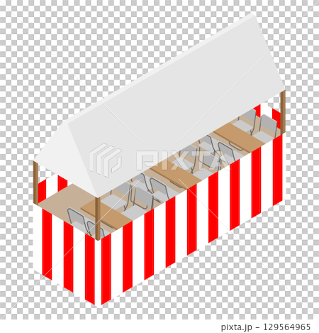 夏季節慶休息帳篷(無人)的等距插圖 夏季節慶休息帳篷(無人)的等距插圖 129564965