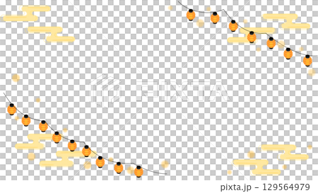 Festival lantern and gold cloud frame background (isometric) 129564979
