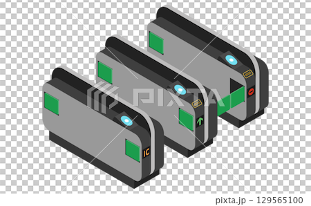 Isometric illustration: ticket gate Isometric illustration: ticket gate 129565100