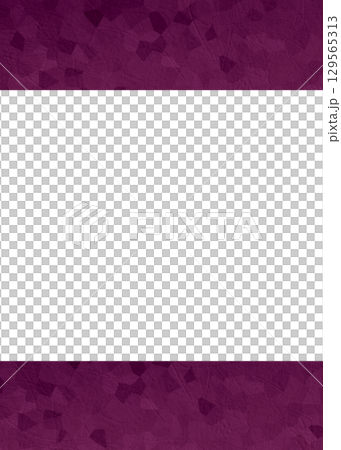 和紙風格邊框背景插圖：日式紫色葡萄圖案，兩側飾以簡潔的垂直線。傳單背景素材。 129565313