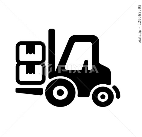 フォークリフト (荷物・運送) ベクターアイコンイラスト 129565398