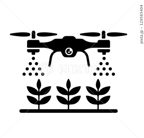 ドローン ベクターアイコンイラスト ( 農業支援・農薬散布) ドローン ベクターアイコンイラスト ( 農業支援・農薬散布) 129565404