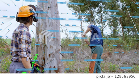 Image of data processing over two lumberjacks 129565950