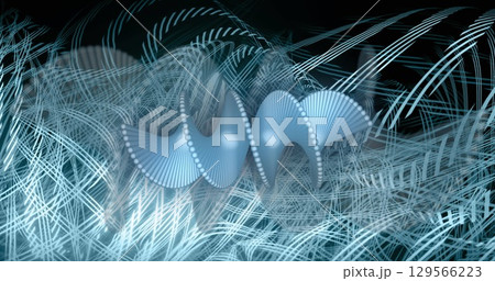 Image of spots over spiral on black background Image of spots over spiral on black background 129566223