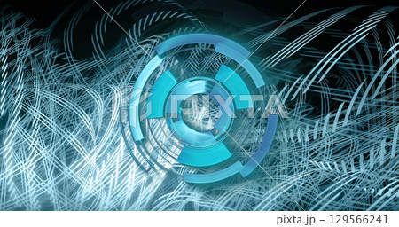 Image of scope scanning and shapes on black background 129566241
