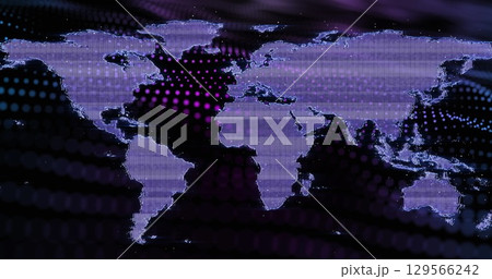 Image of world map and spots on black background 129566242